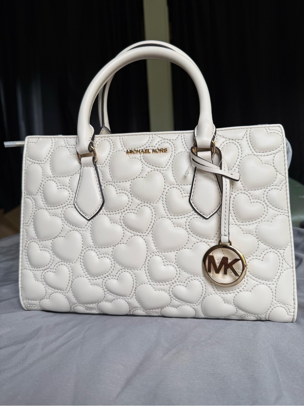 Michael Kors Sheila Medium Heart Embroidered Satchel with Wallet